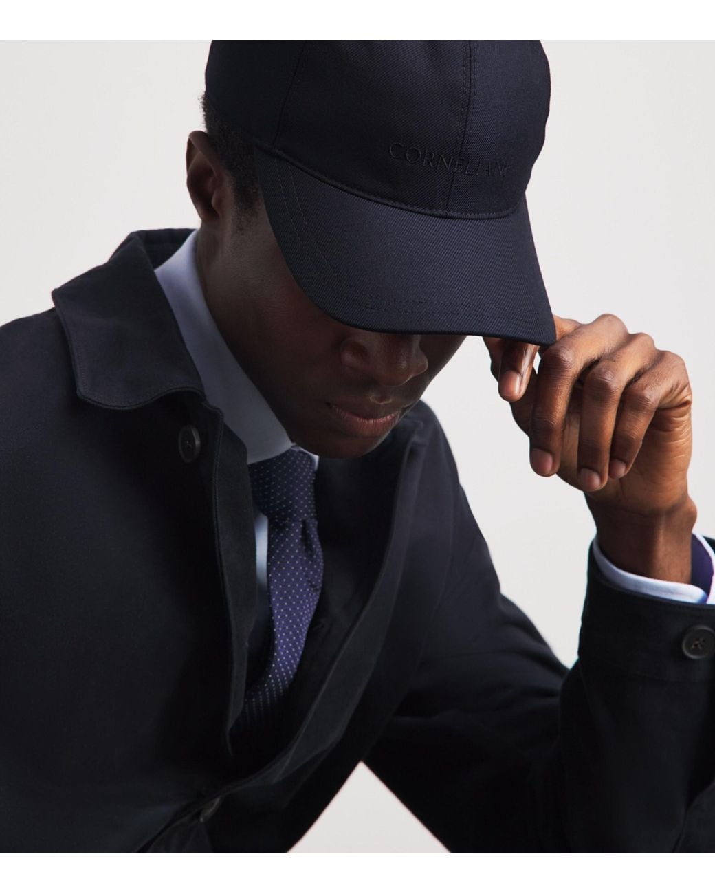 Corneliani Blue Virgin Wool Logo Baseball Cap for men