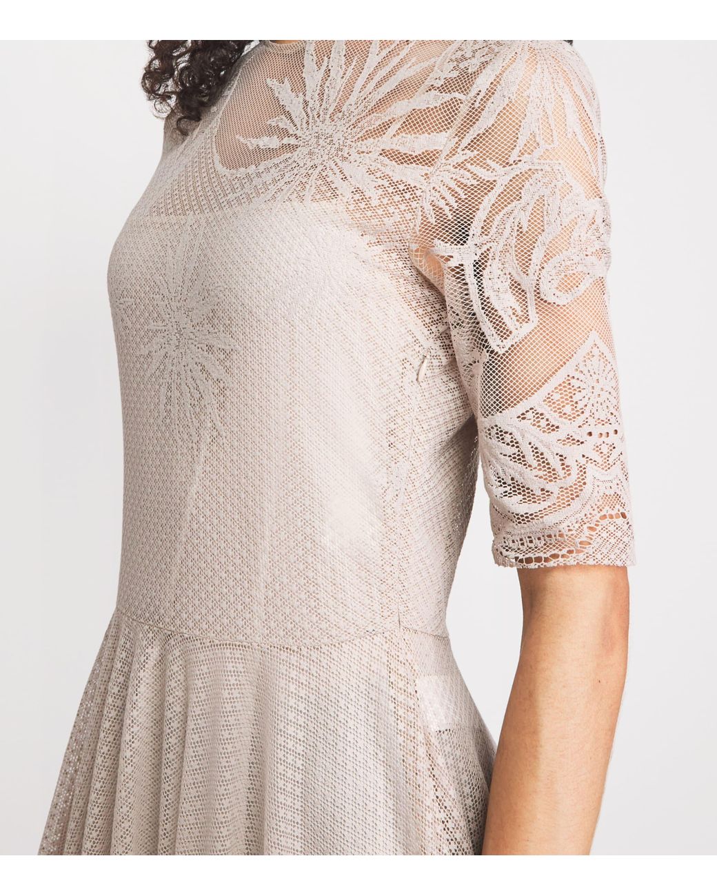 Fabiana Filippi Natural Lace Jacquard Midi Dress
