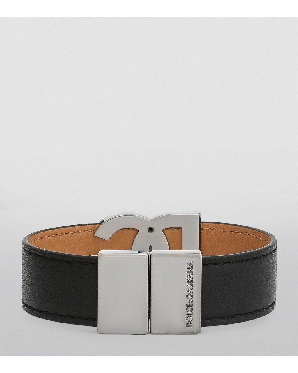 Dolce & Gabbana Brown Leather Monogram Cuff for men