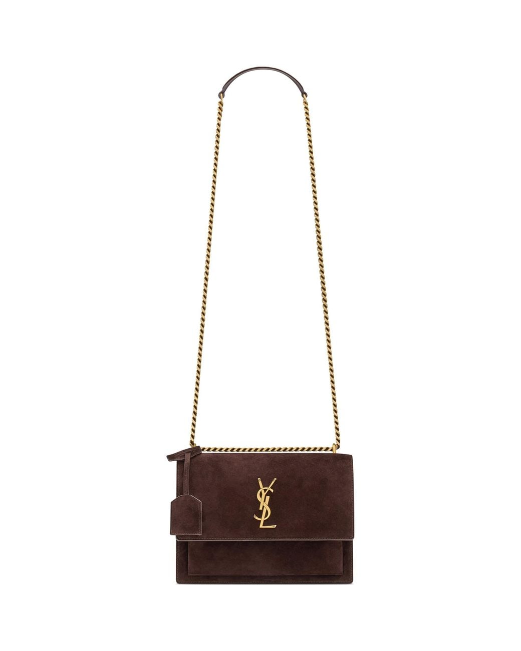 Saint Laurent Brown Medium Suede Sunset Shoulder Bag