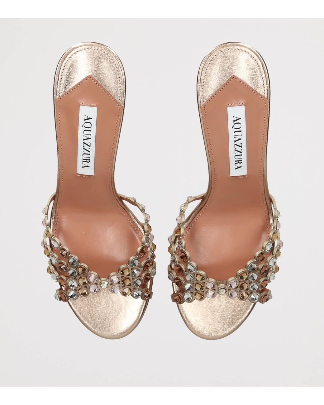 Aquazzura Brown Metallic Leather Embellished Tequila Mules 75