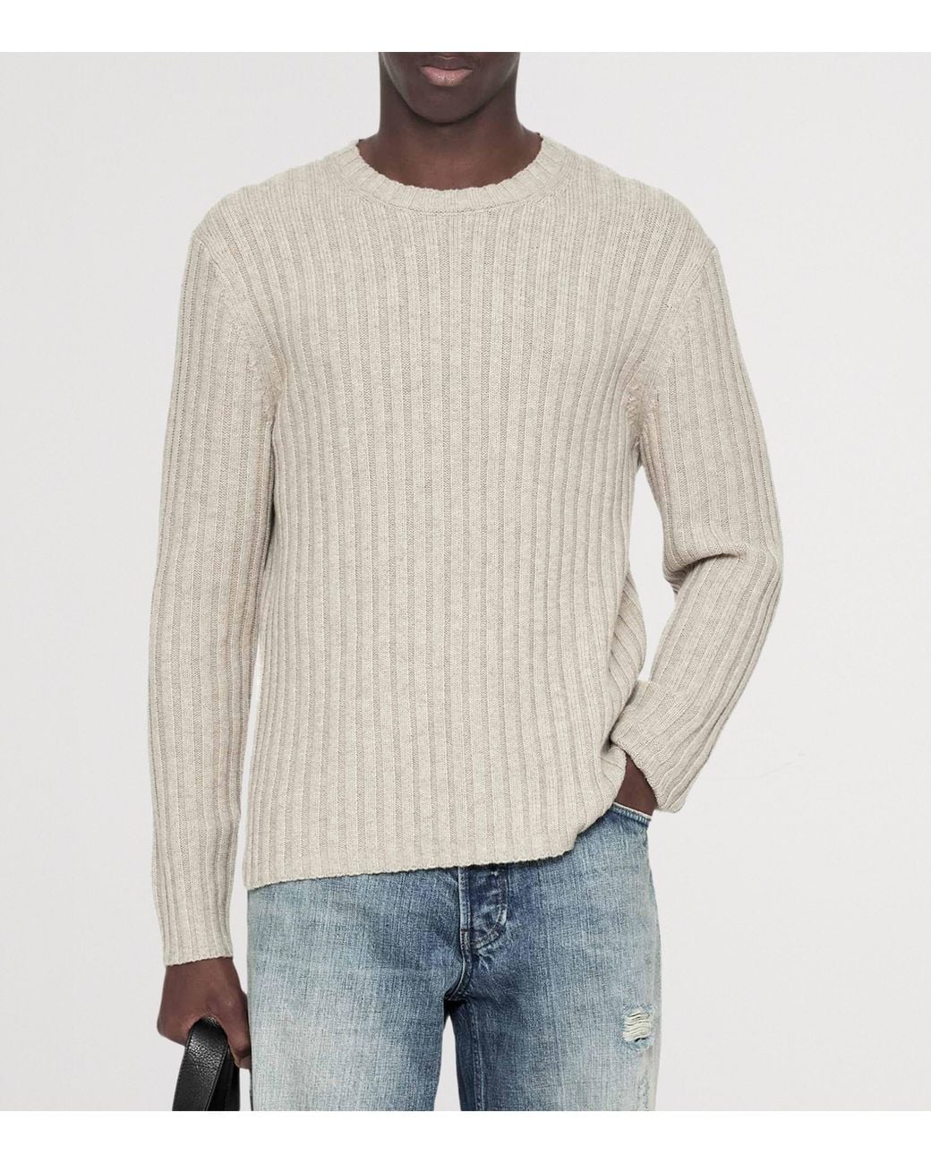AllSaints White Merino Wool-Blend Liev Sweater for men