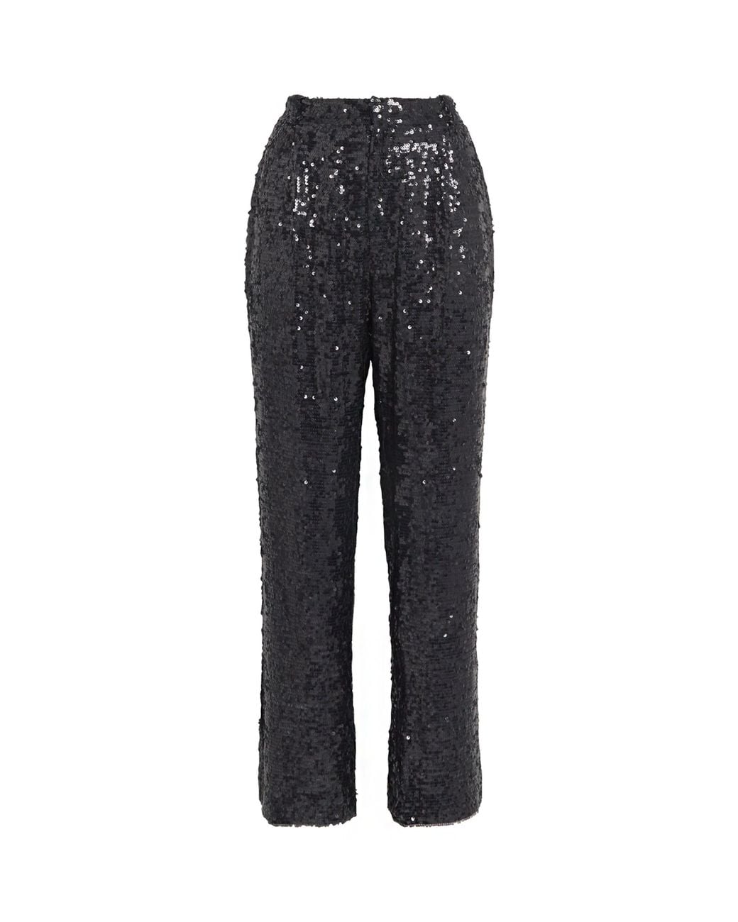 LAPOINTE Gray Sequin Pleated Tapered Trousers