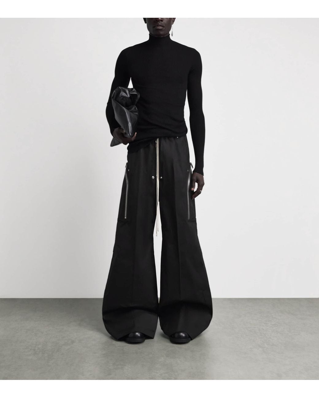 Rick Owens Black Stretch-Cotton Heizer Belas Cargo Trousers for men