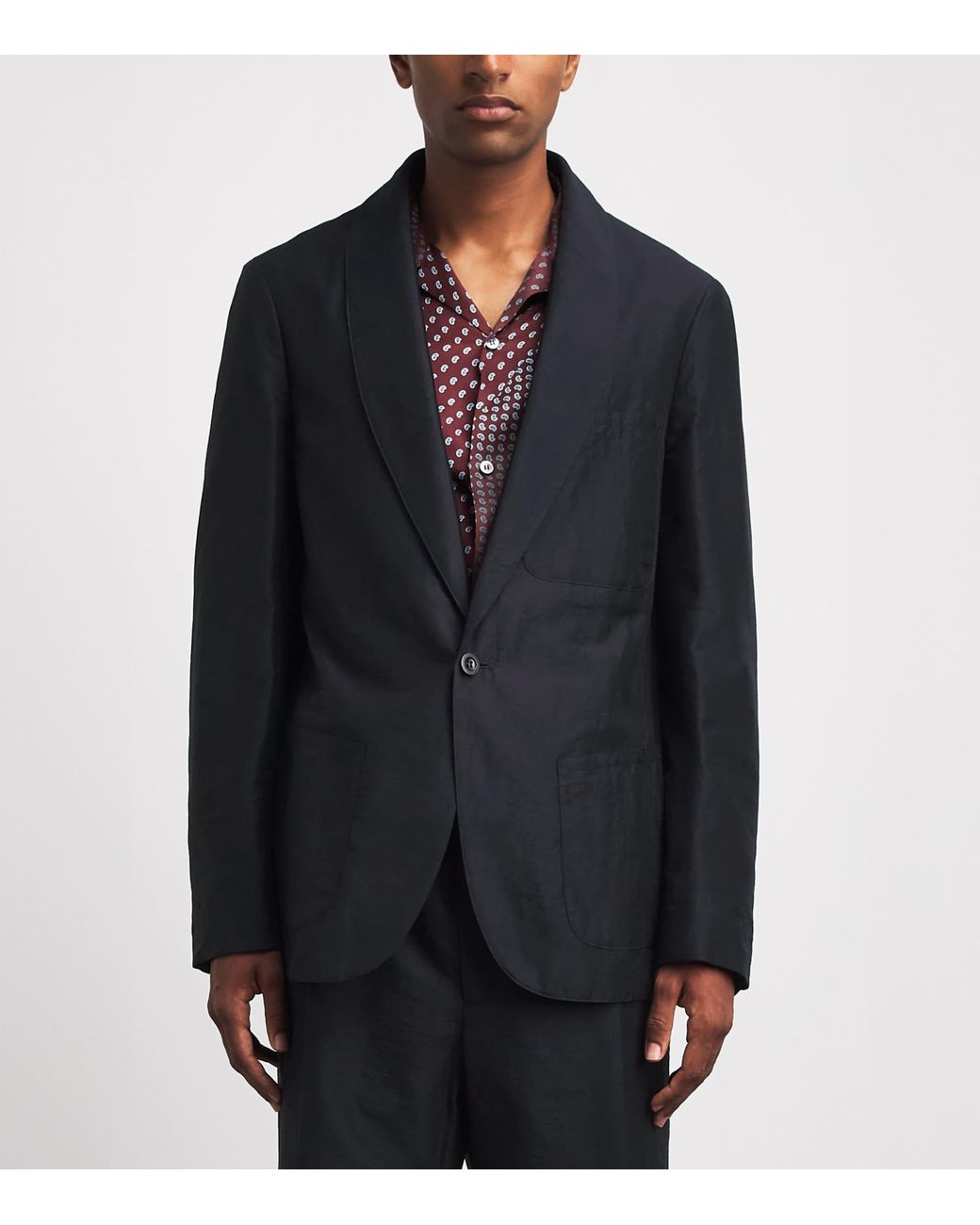 Maison Margiela Black Satin Double-Pocket Blazer for men