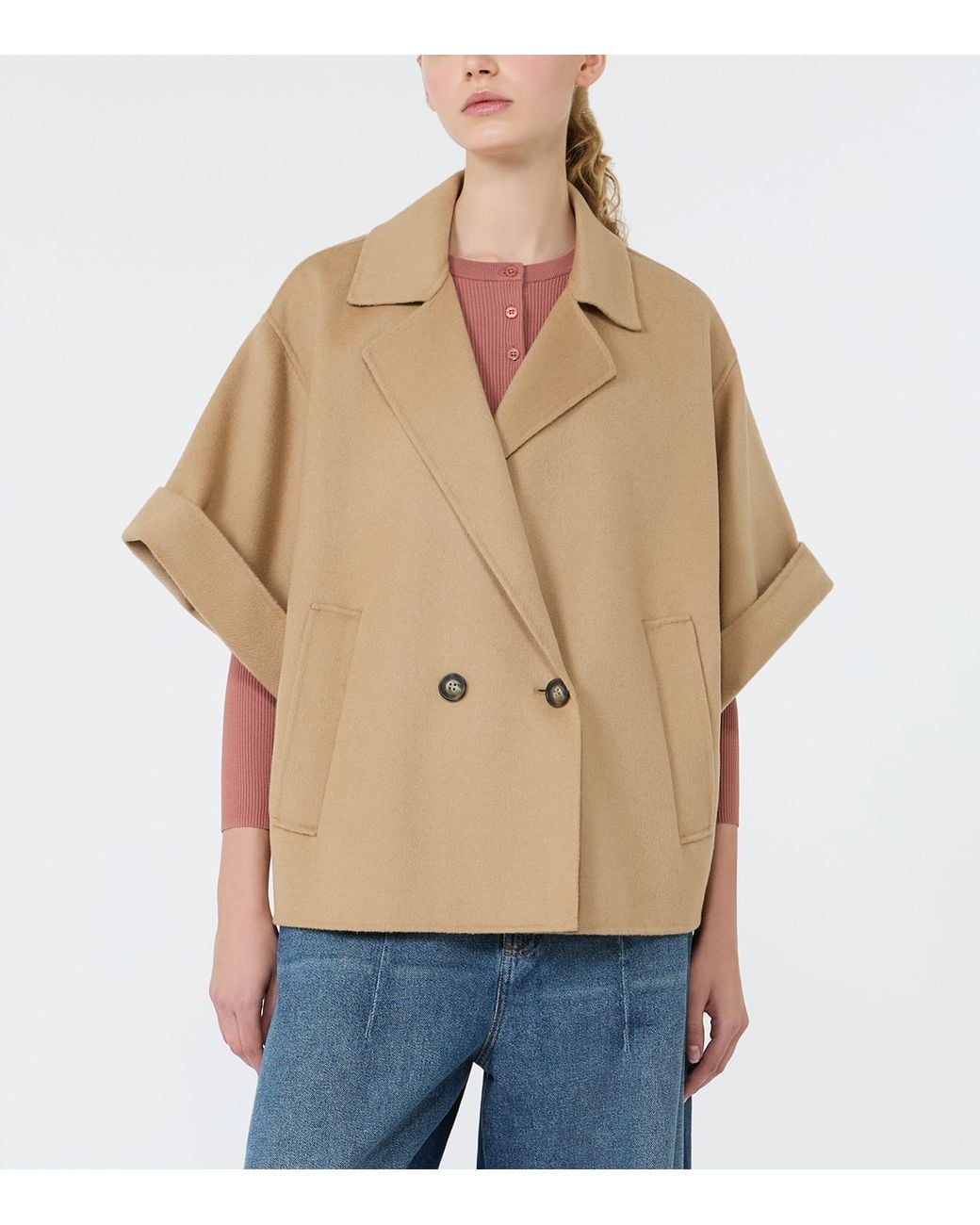 Weekend by Maxmara Natural Wool Short-Sleeved Jacket