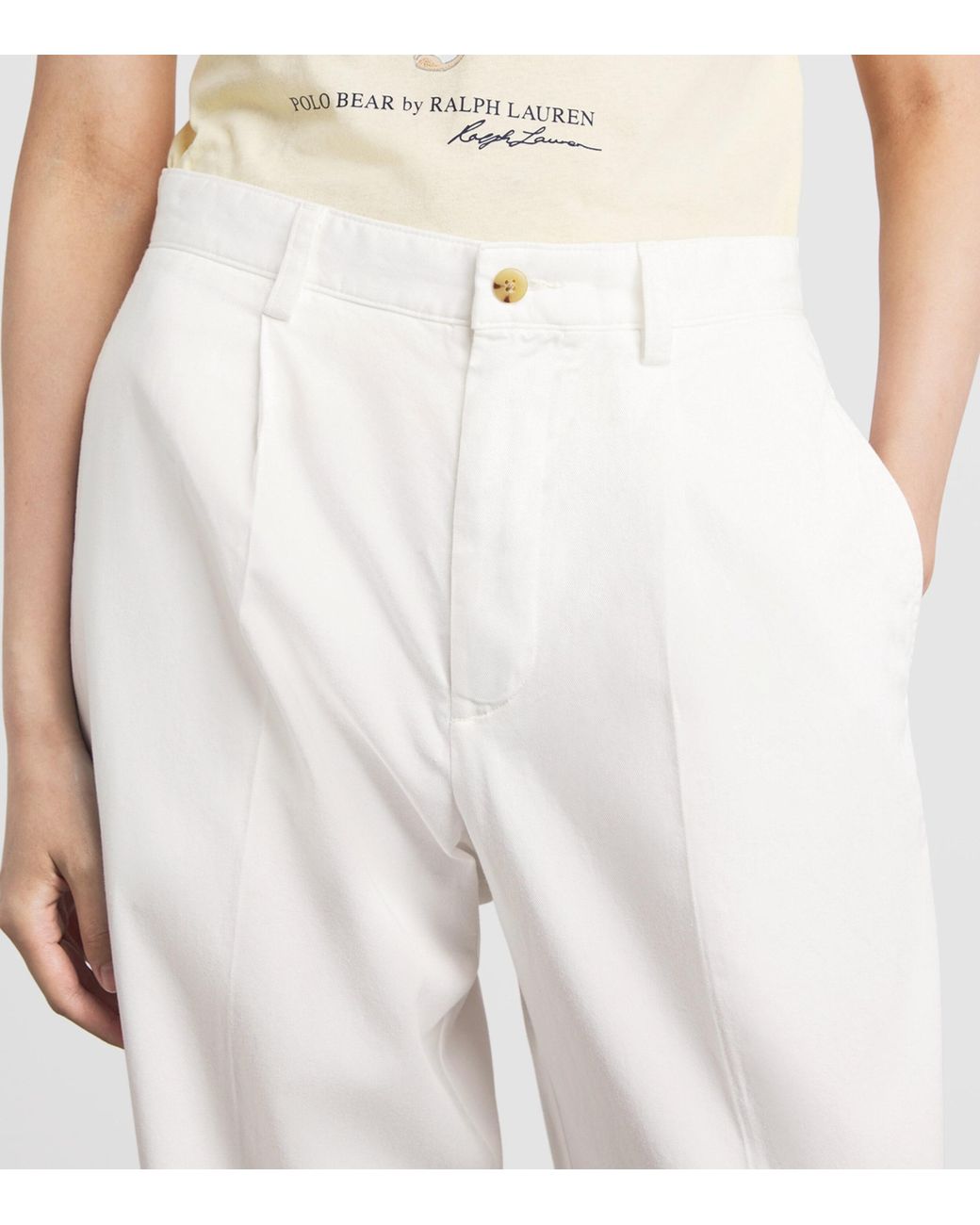 Polo Ralph Lauren White Pleated Trousers