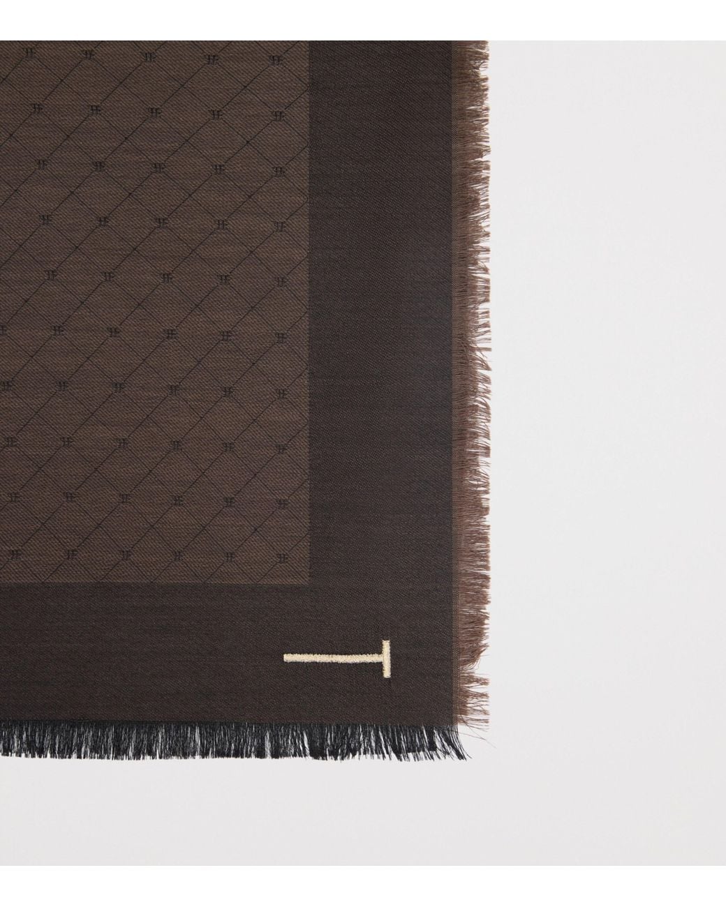 Tom Ford Brown Cashmere-Silk Logo Scarf