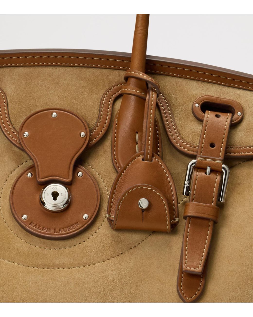 Ralph Lauren Suede Soft Ricky 33 Top-Handle Bag in Brown | Lyst