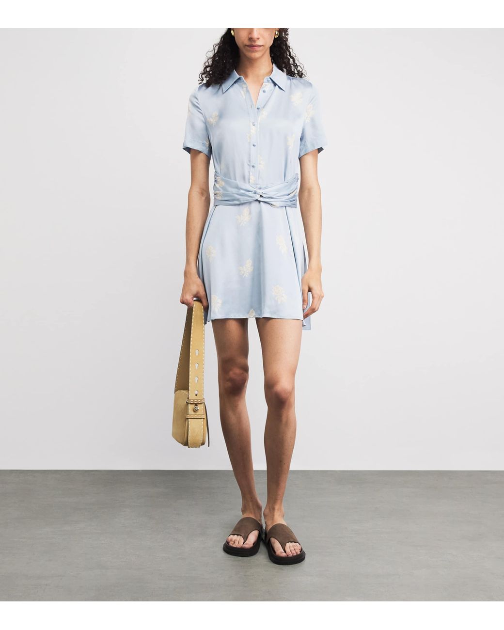 Claudie Pierlot Blue Satin Floral Mini Dress