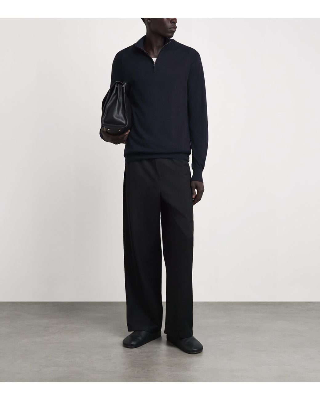 Sunspel Blue Sea Island Cashmere Half-Zip Sweater for men