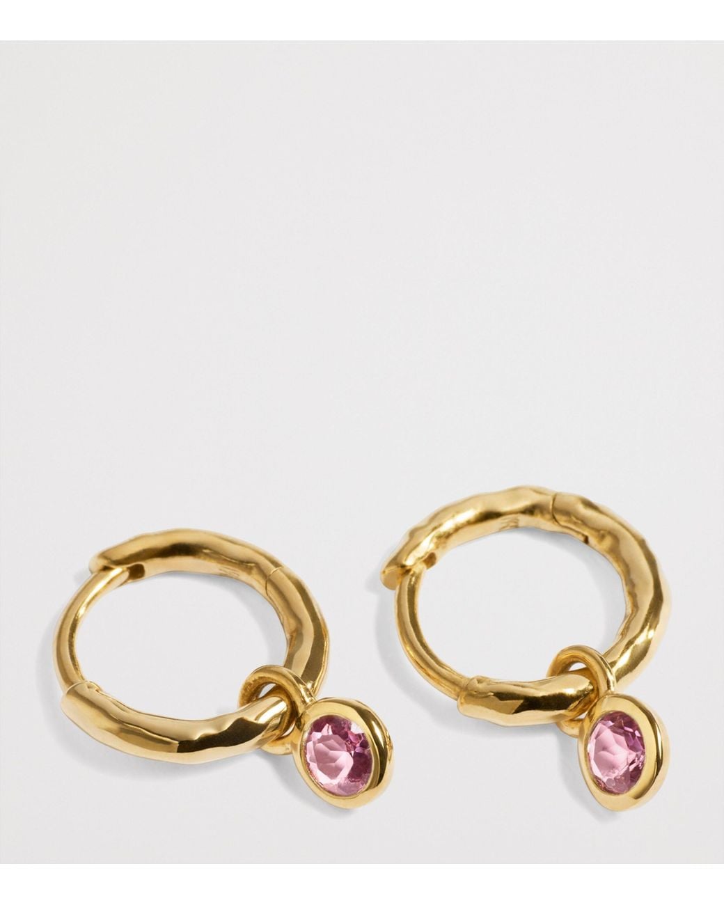 Monica Vinader Metallic Vermeil And Tourmaline October Birthstone Huggie Earrings