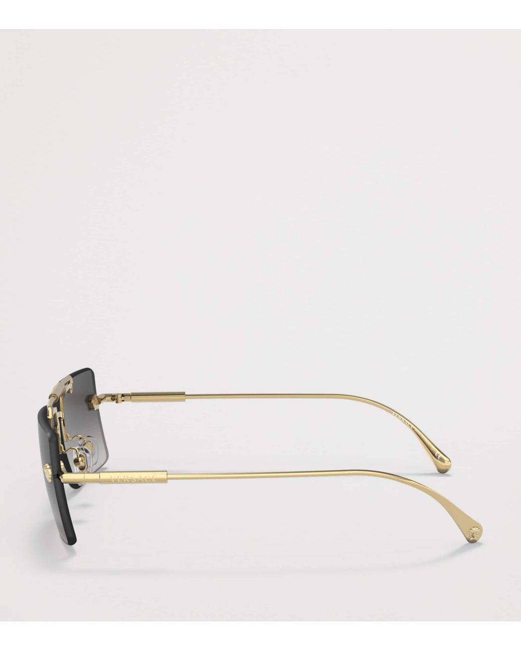 Versace Gray Rimless Rectangle Sunglasses