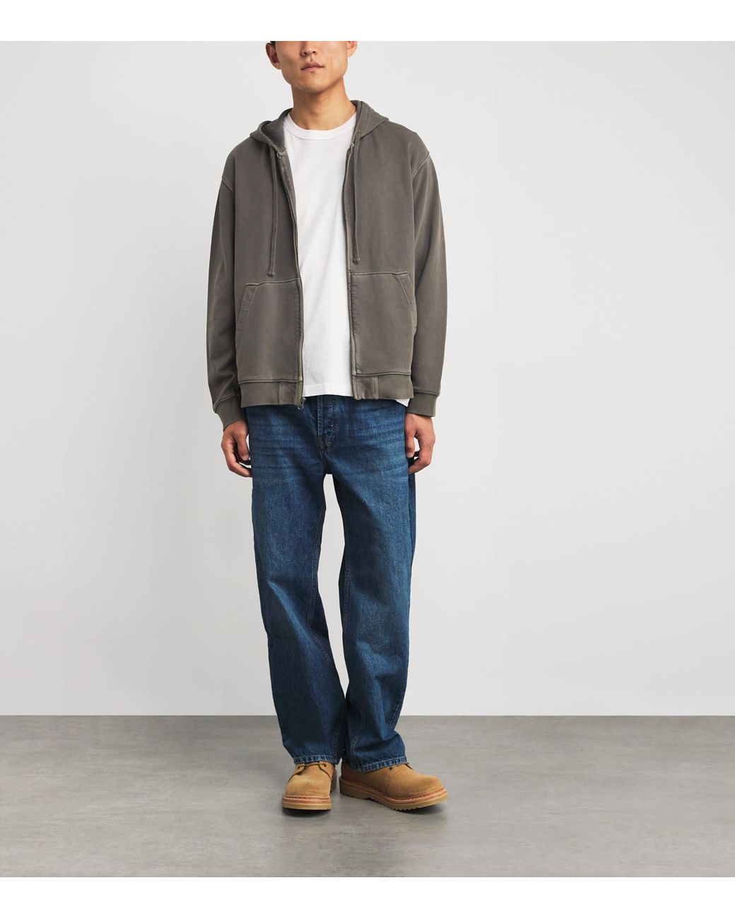 PAIGE Gray Cotton Zip-Up Avon Hoodie for men