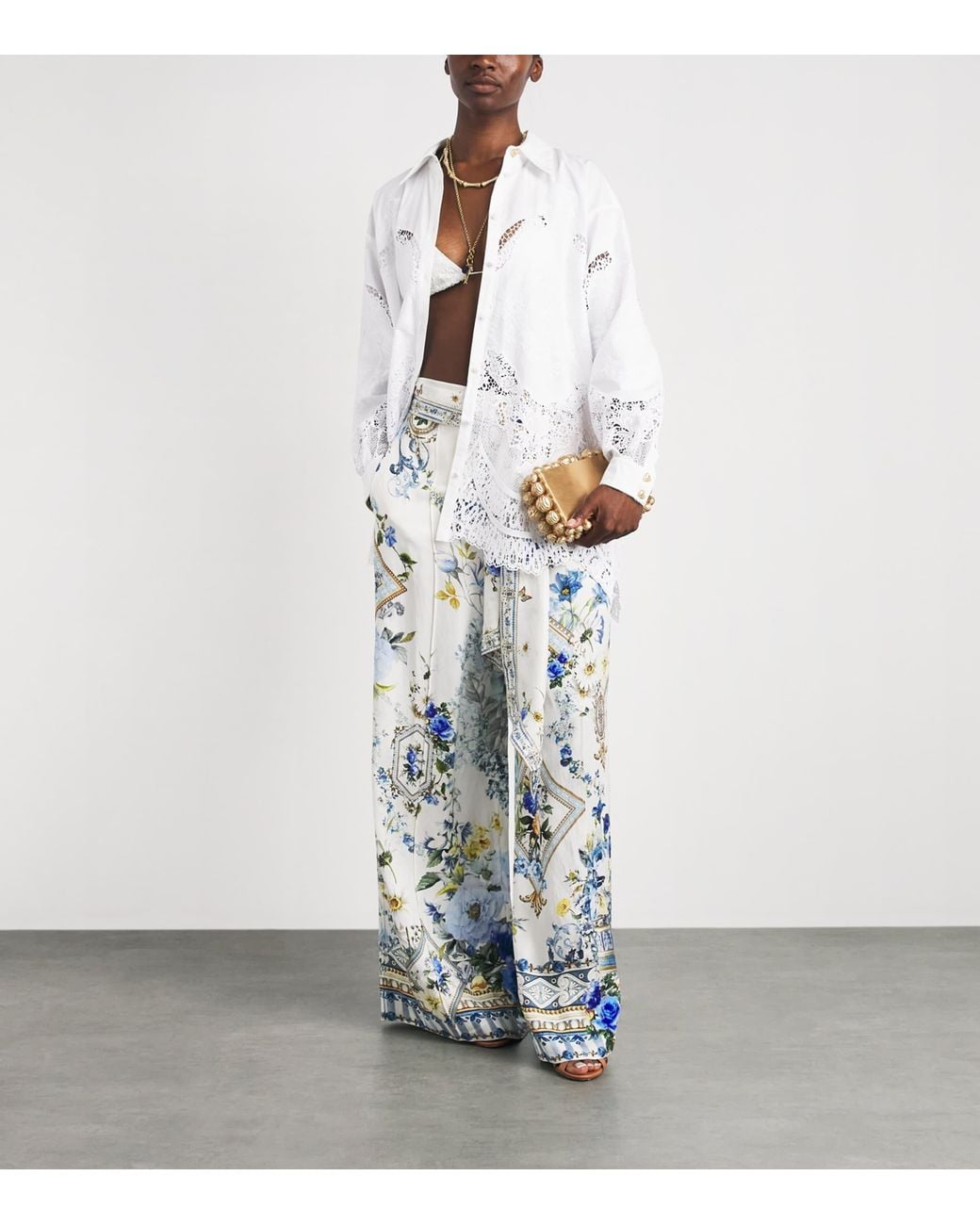Camilla White Cotton Broderie Anglaise Shirt