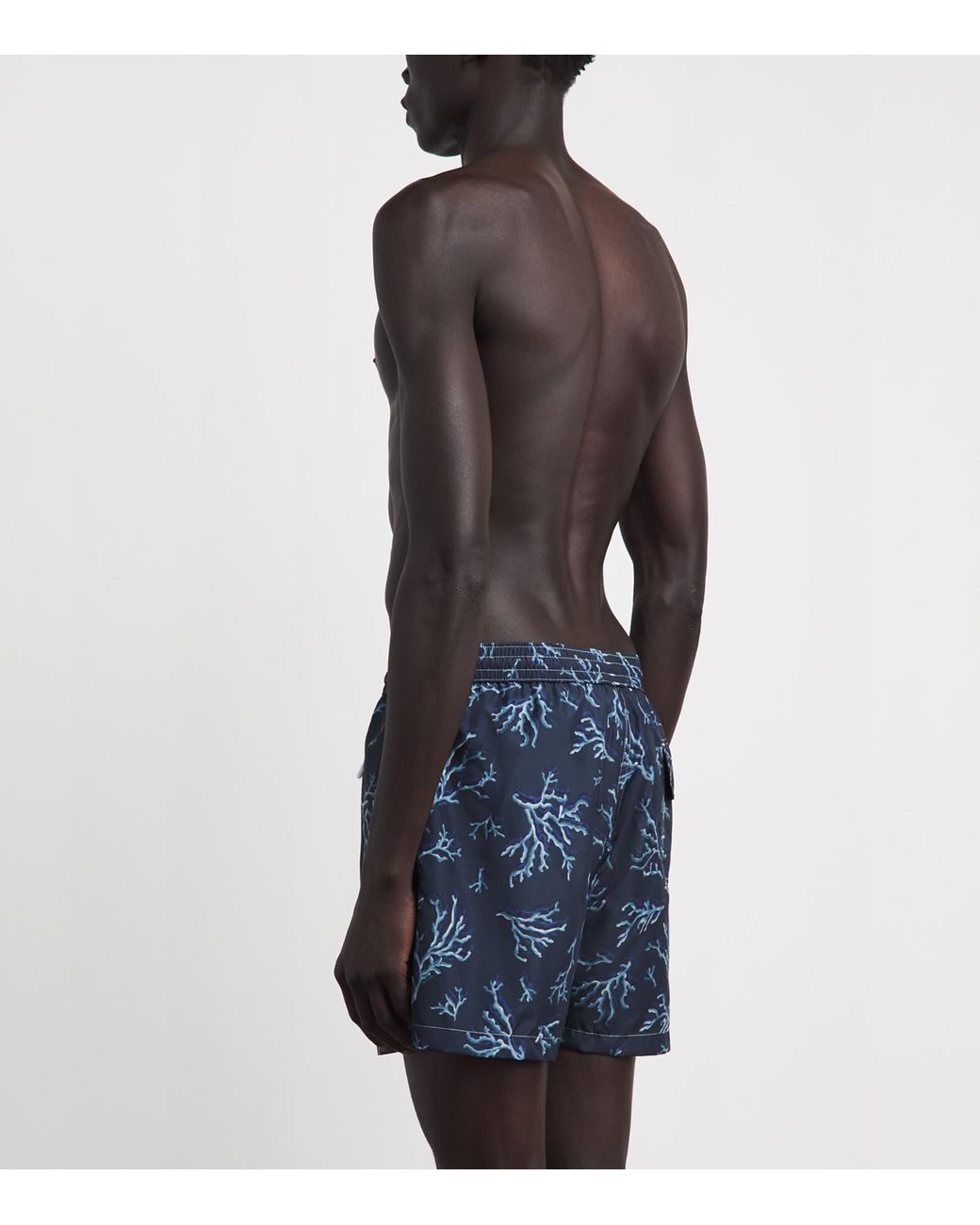 Isaia Blue Coral Print Swim Shorts for men