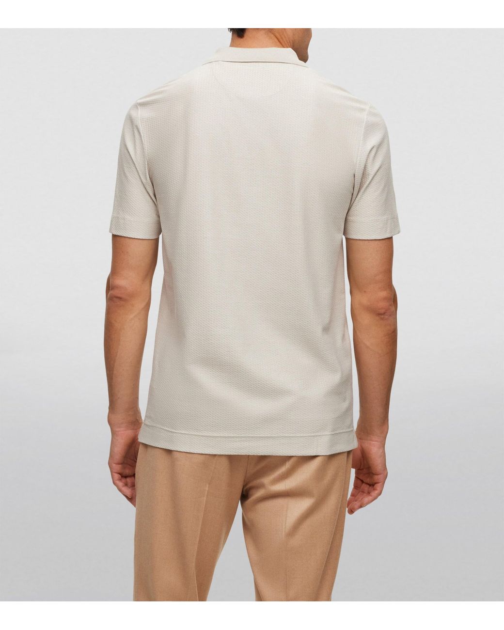 Boss White Cotton-Silk Polo Shirt for men