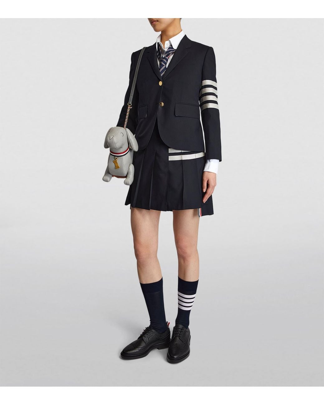 Thom Browne Blue Pleated Mini Skirt