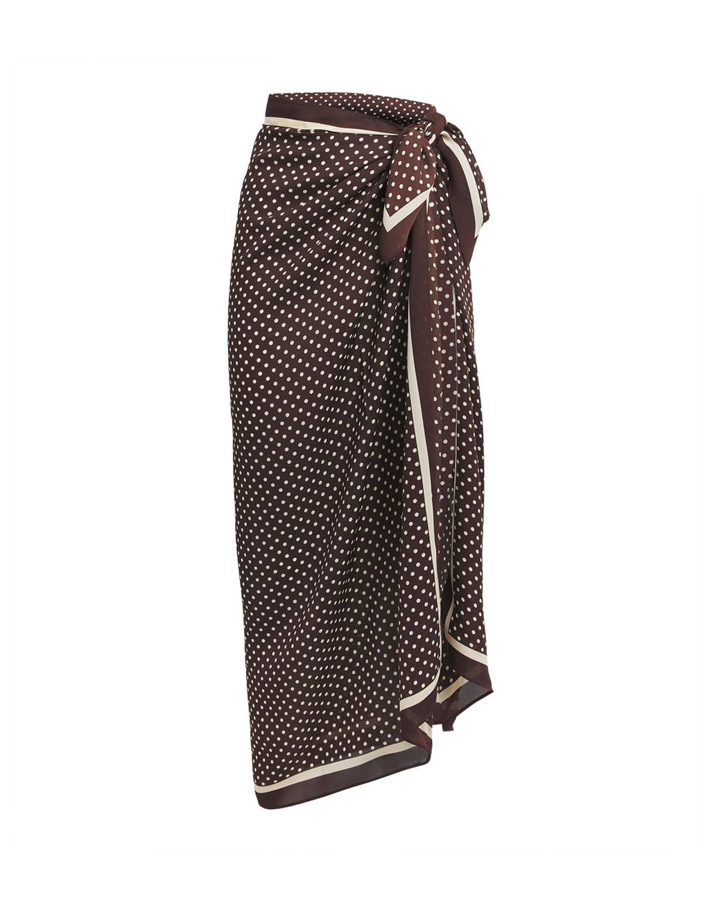 Matteau Brown Silk Polka-Dot Pareo
