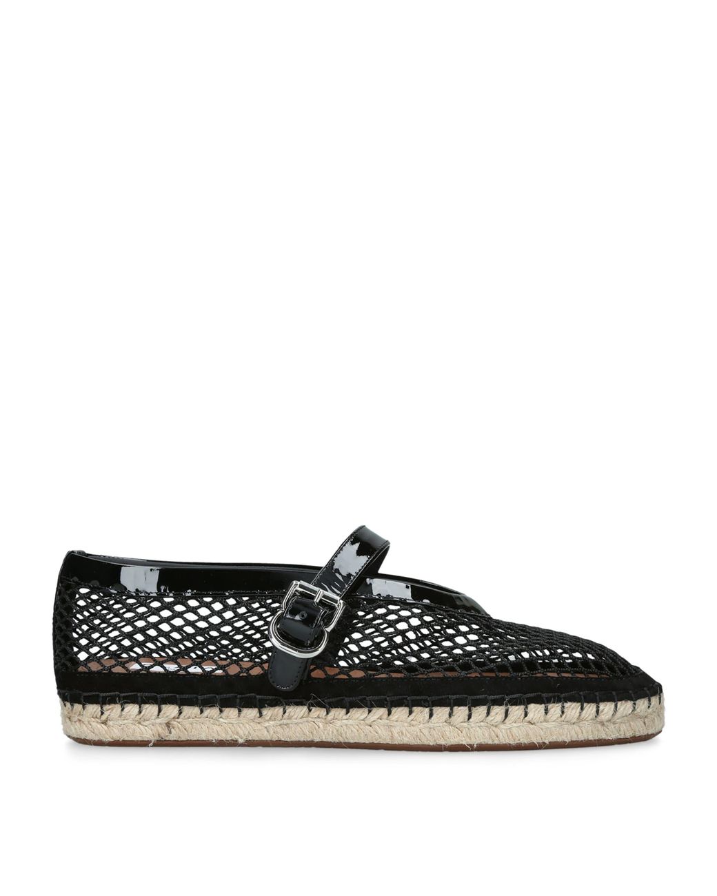 Alaïa Black Mesh-Leather Espadrille Ballet Flats