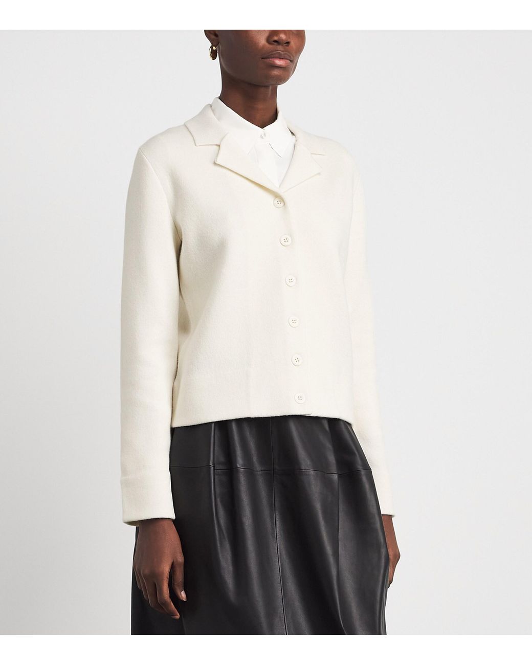 Vince White Wool-Cotton Blend Cardigan