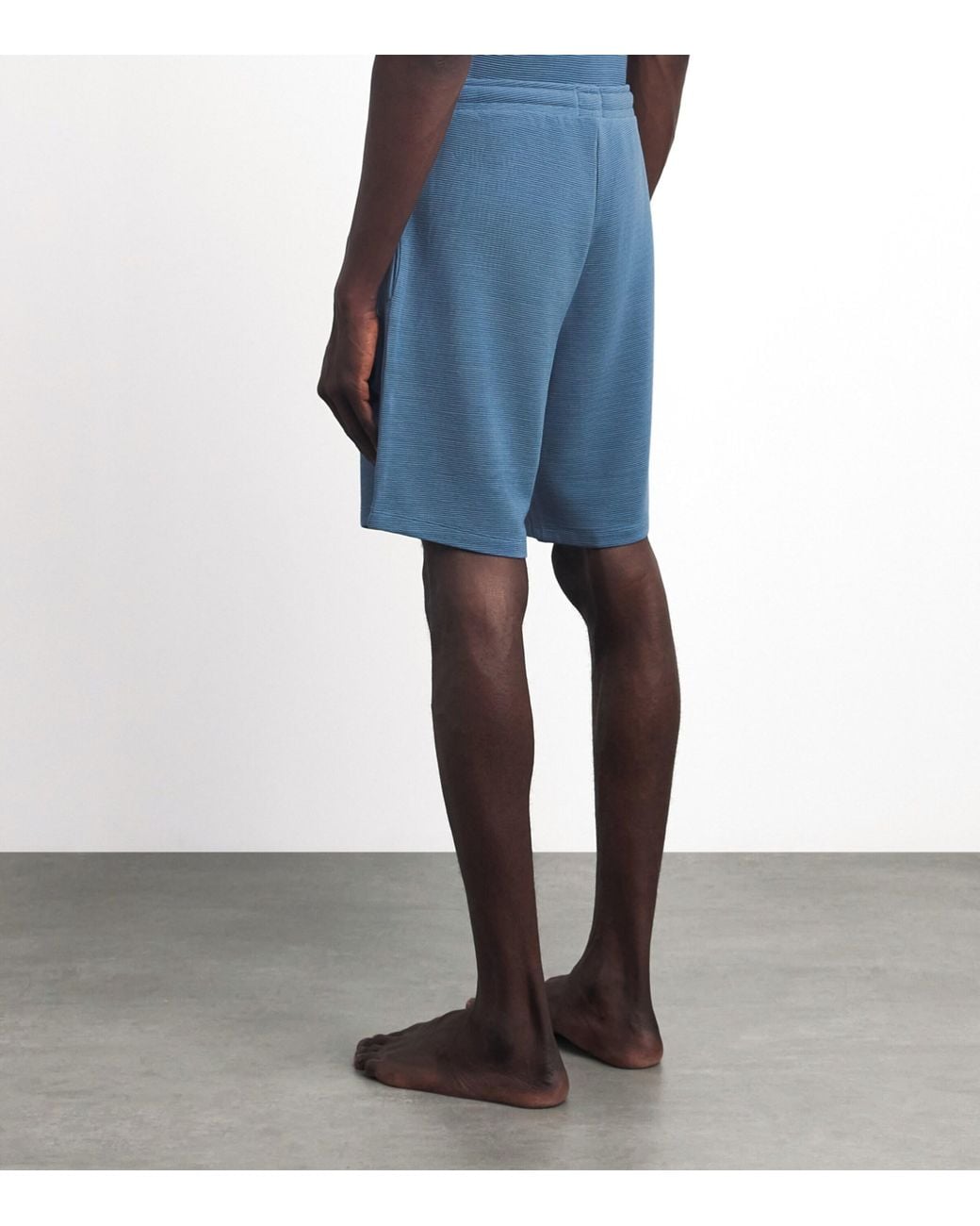 Boss Blue Rib-Knit Logo Shorts for men