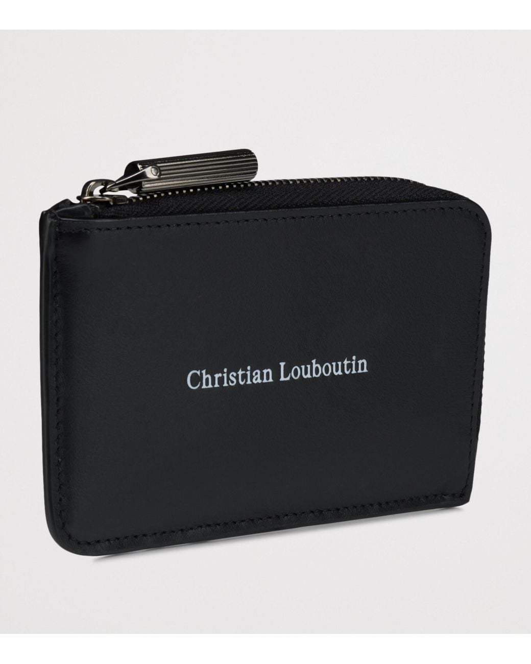 Christian Louboutin Black Canopy Leather Zipped Card Holder for men