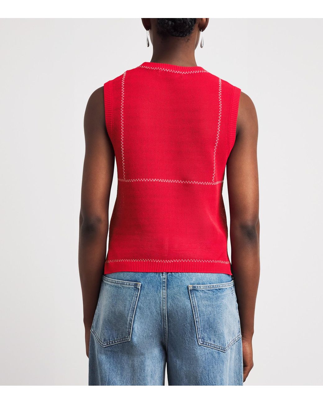 Tory Burch Red Stitch Top