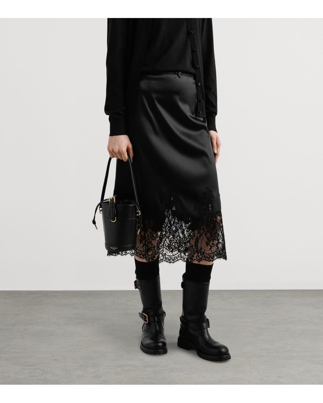 Dolce & Gabbana Black Capri Calf Leather Bucket Bag