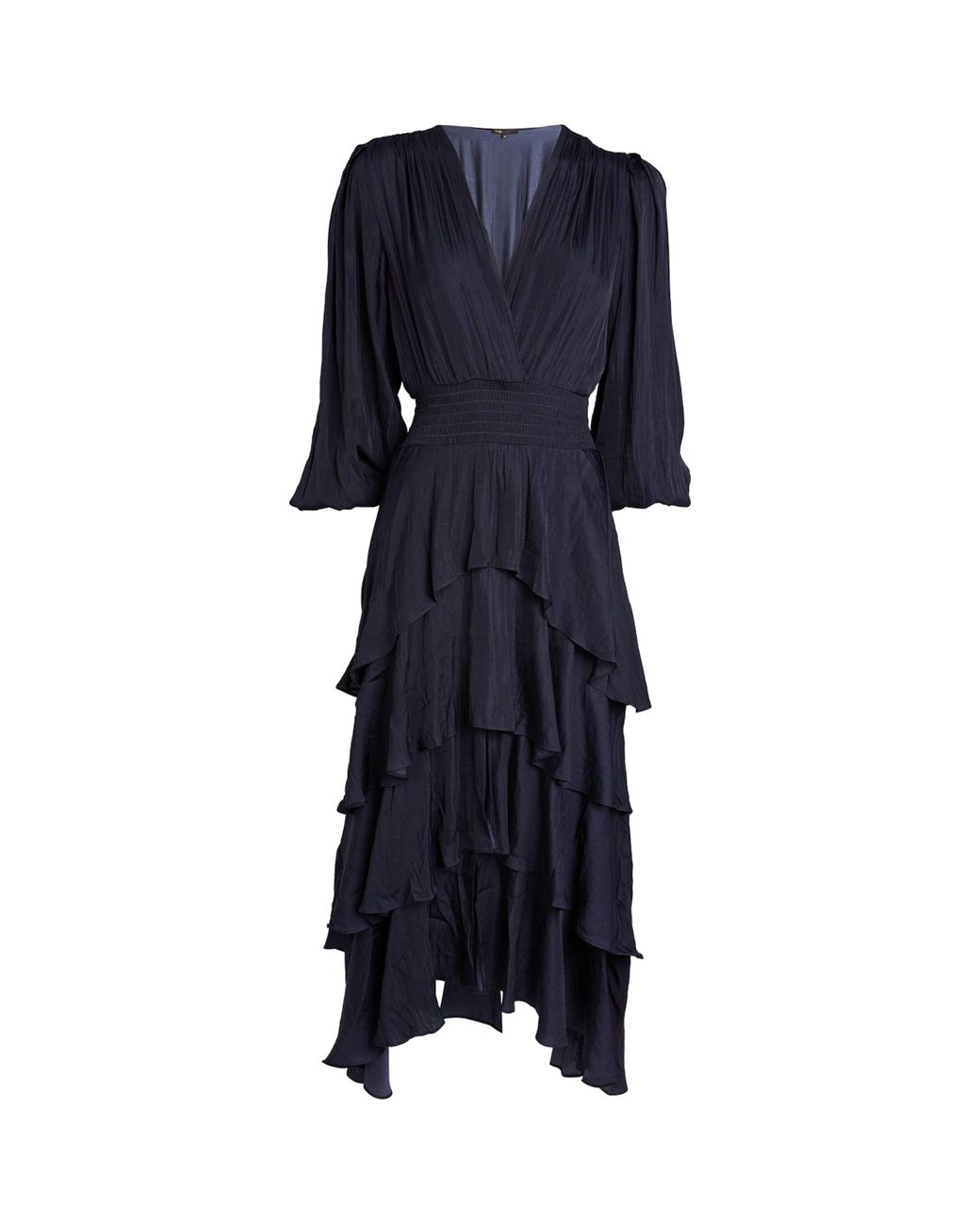 Maje Blue Ruffled Midi Dress
