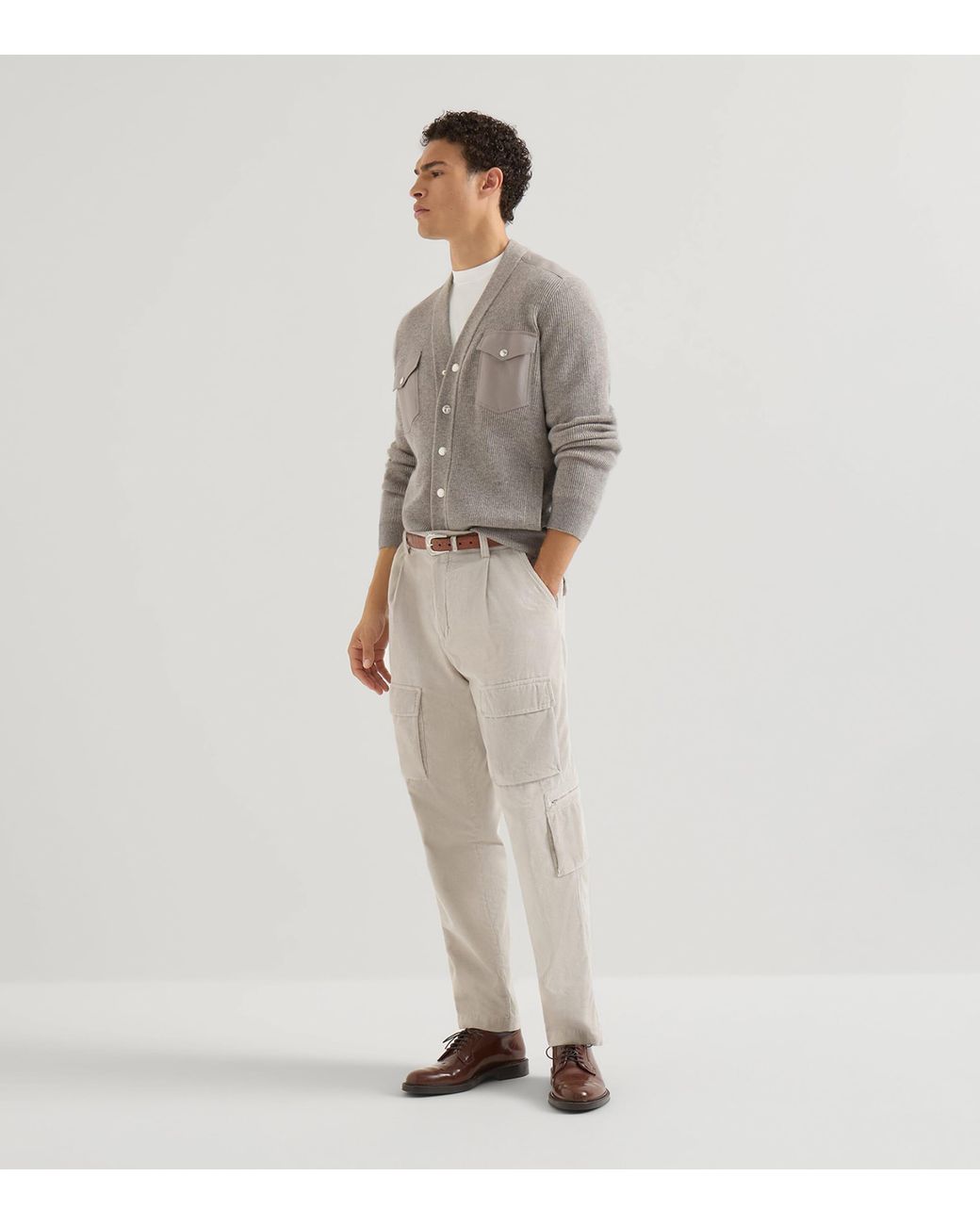 Brunello Cucinelli White Cotton Logo T-Shirt for men
