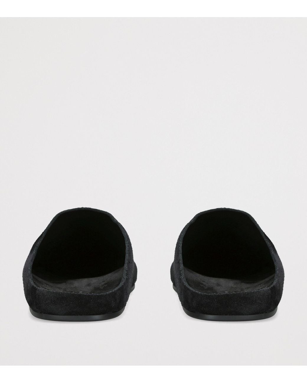 The Row Black Hudson Suede Slides