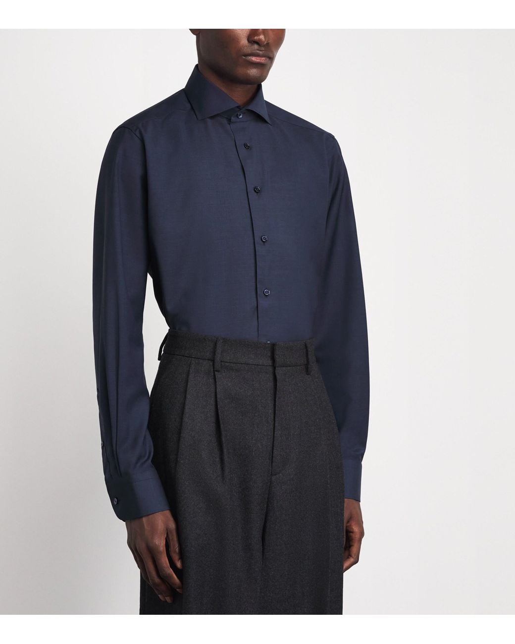 Eton of Sweden Blue Merino Wool Contemporary Fit Shirt for men