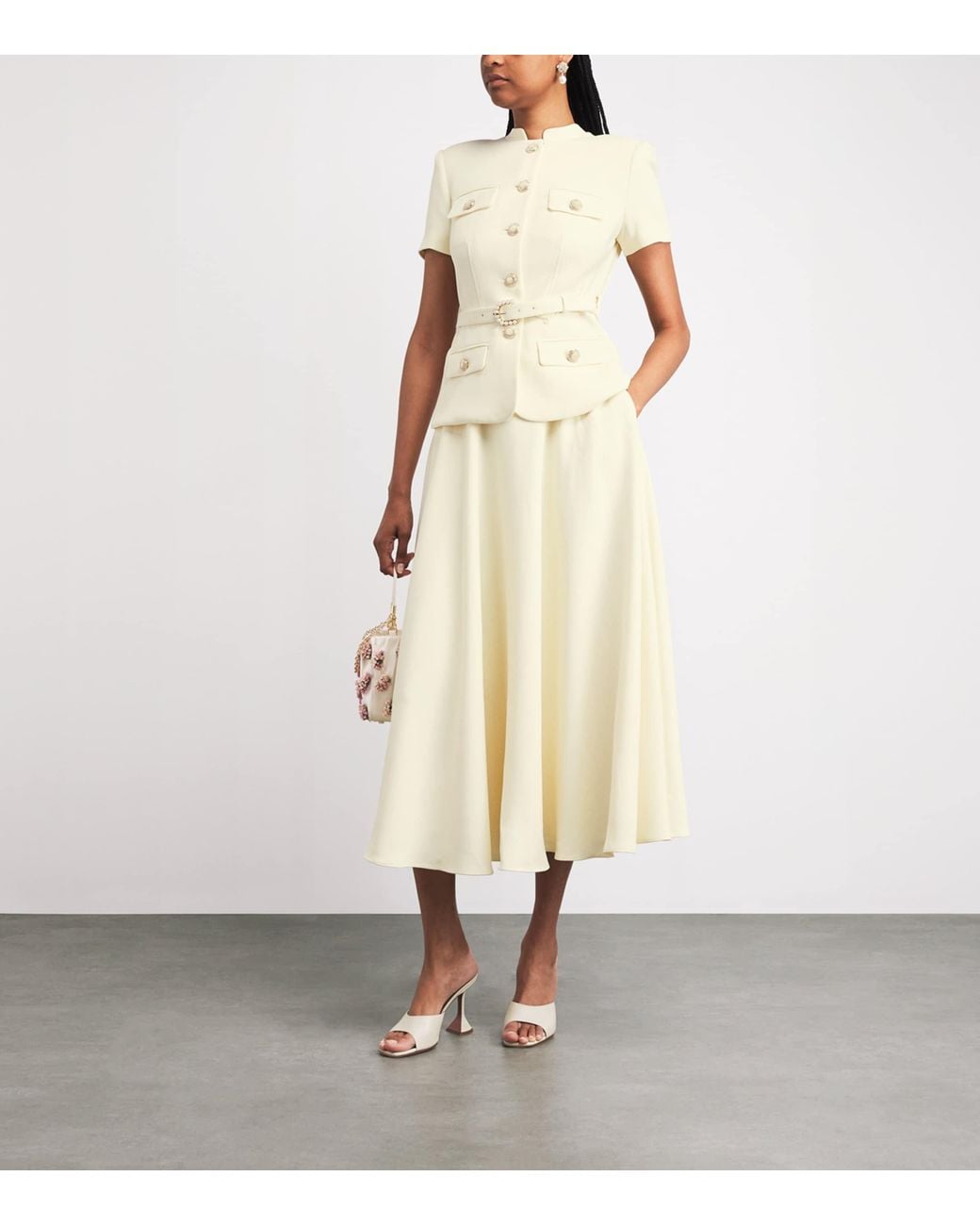 Self-Portrait Metallic Crepe Peplum Midi Dress