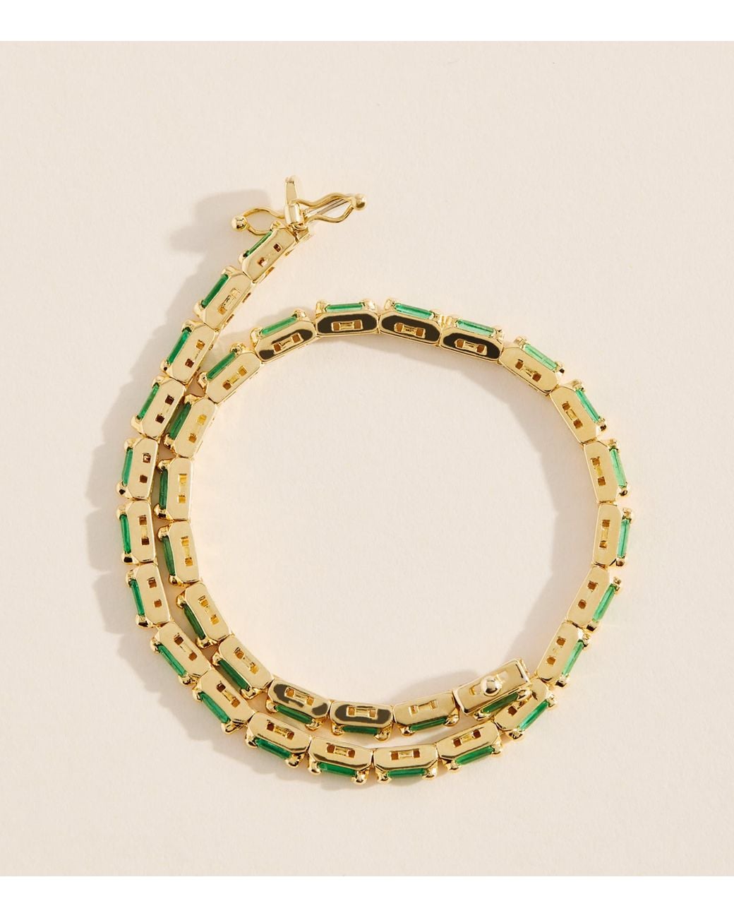 Suzanne Kalan Natural And Emerald Bold Linear Tennis Bracelet