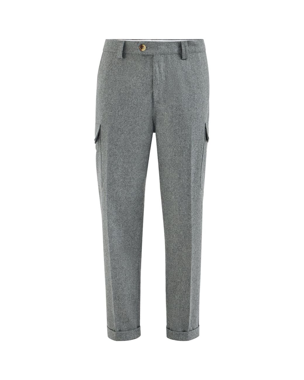 Brunello Cucinelli Gray Virgin Wool Flannel Trousers for men