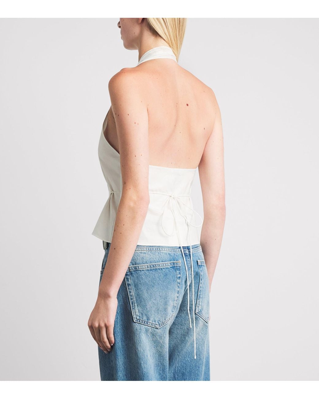 St. Agni White Organic Cotton Oxford Wrap Top
