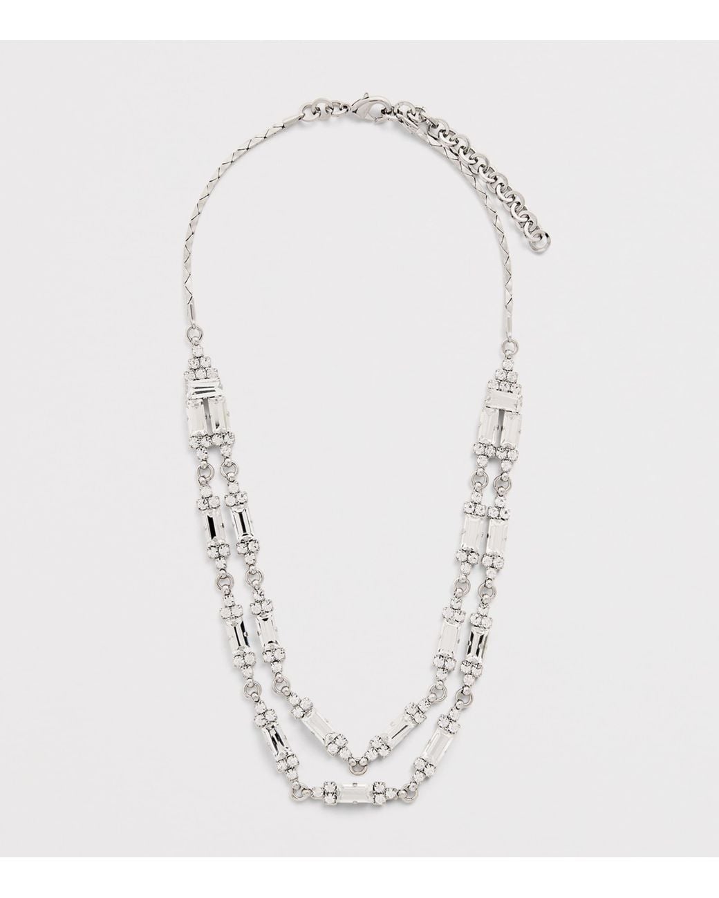 Alessandra Rich Metallic Double Crystal Necklace