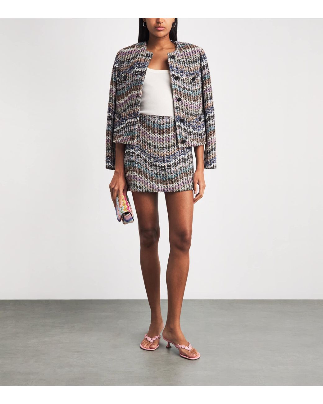 Missoni Gray Metallic Chevron Mini Skirt