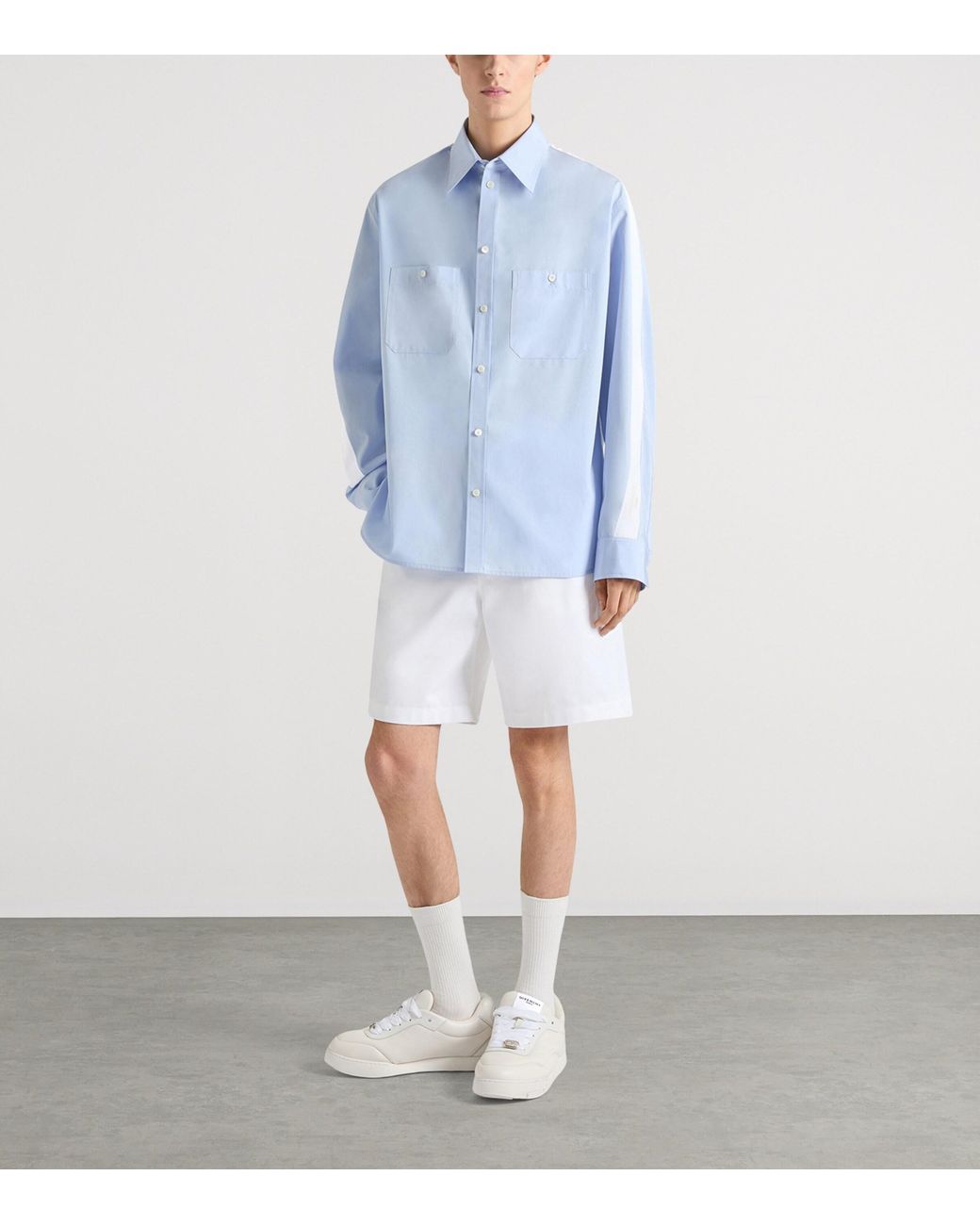 Givenchy Blue Cotton Couture Seam Shirt for men