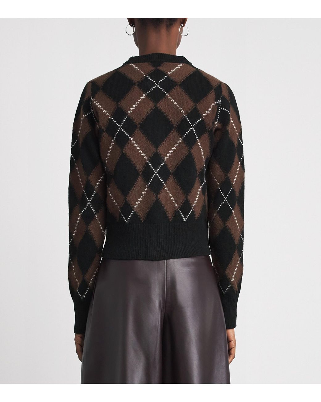 AMI Black Wool Argyle Cardigan