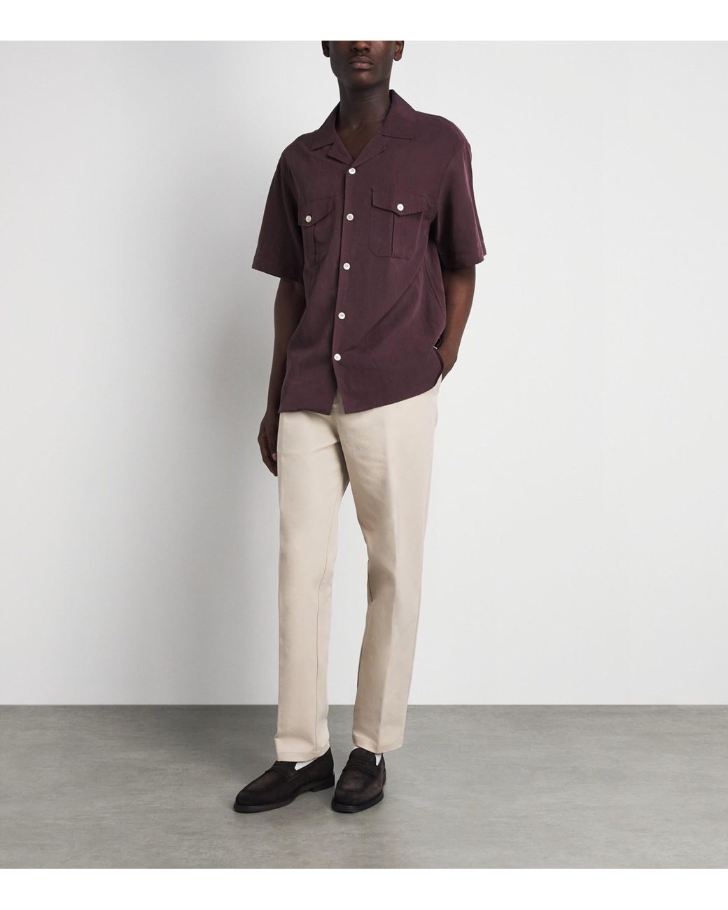 Eleventy Purple Pocket-Detail Bowling Shirt for men