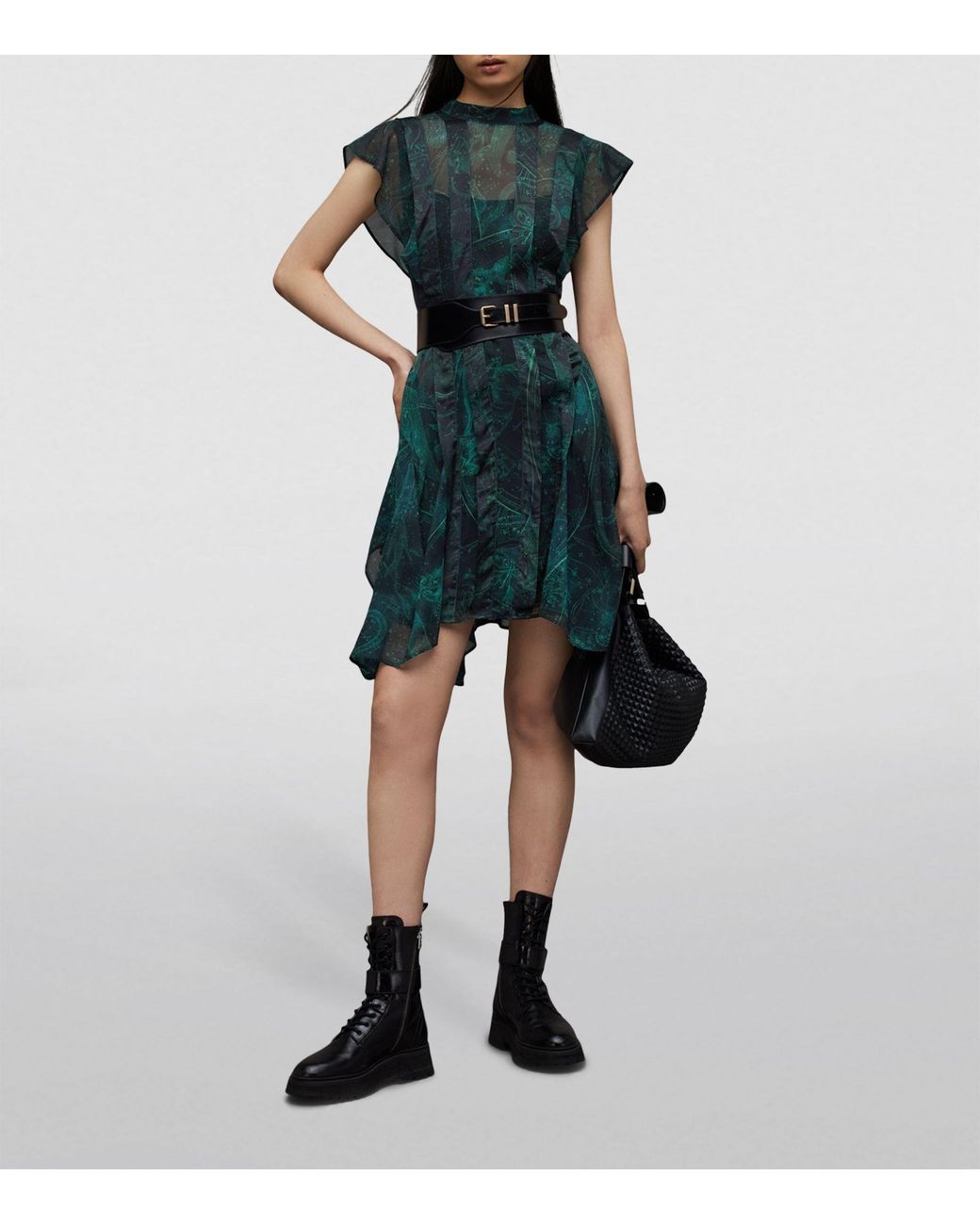 AllSaints Fleur Ziggy Dress in Green | Lyst