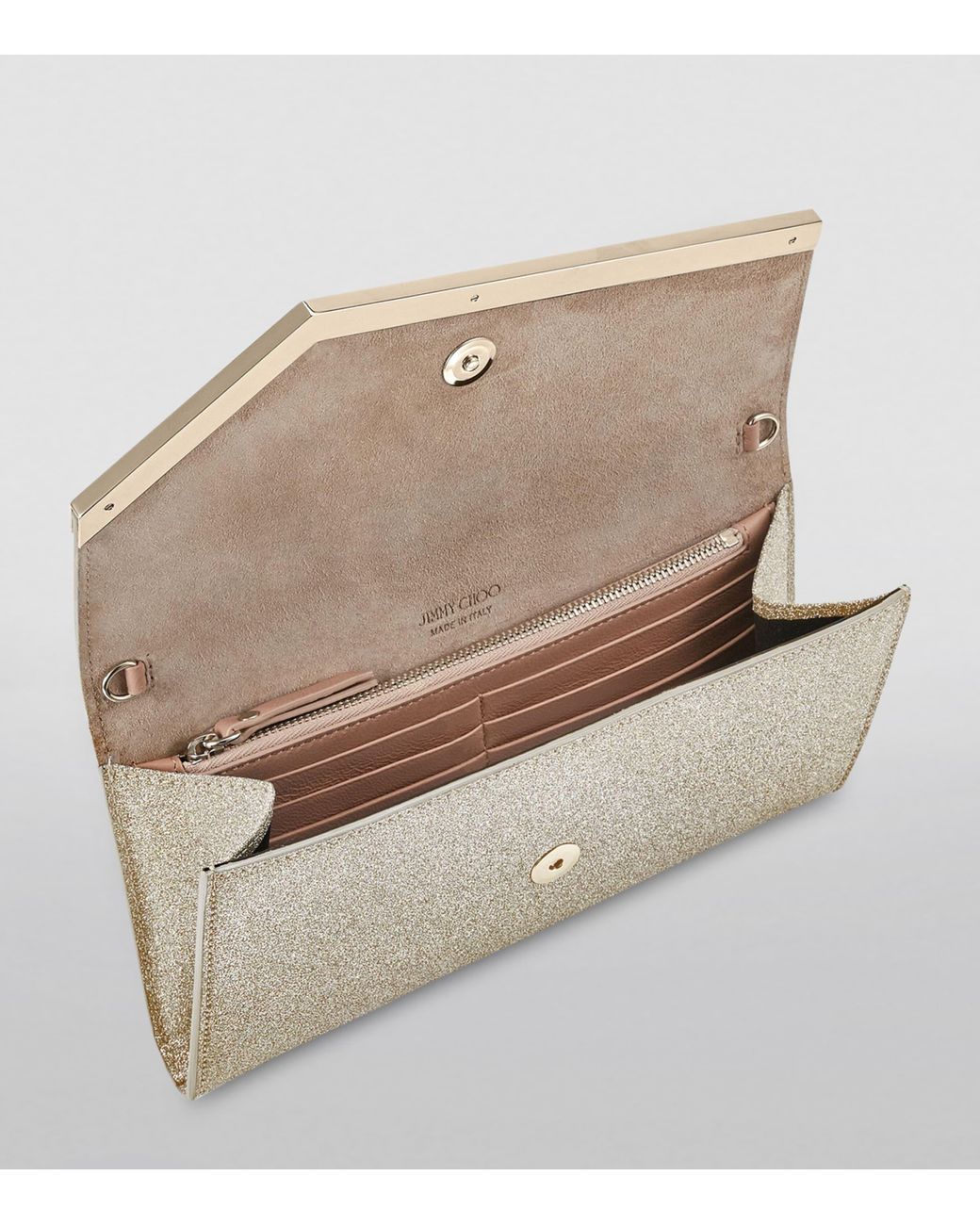 Jimmy Choo Natural Glitter Emmie Clutch Bag