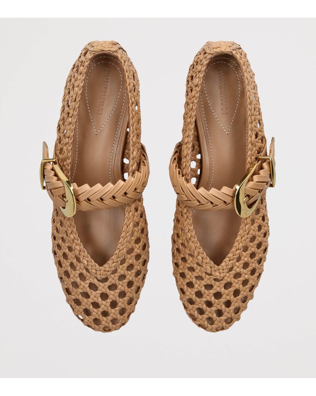 Zimmermann Brown Calf Leather Helix Ballet Flats