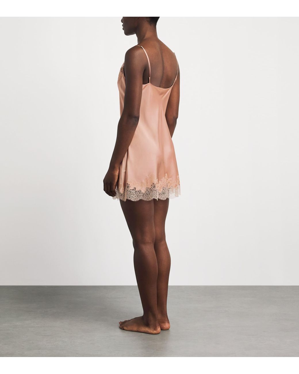 Carine Gilson Pink Silk Lace-Trim Slip Dress