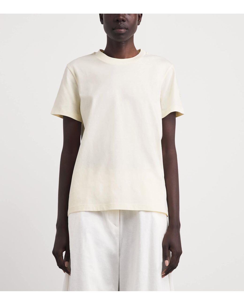 Moncler White Cotton Logo Embroidered T-Shirt