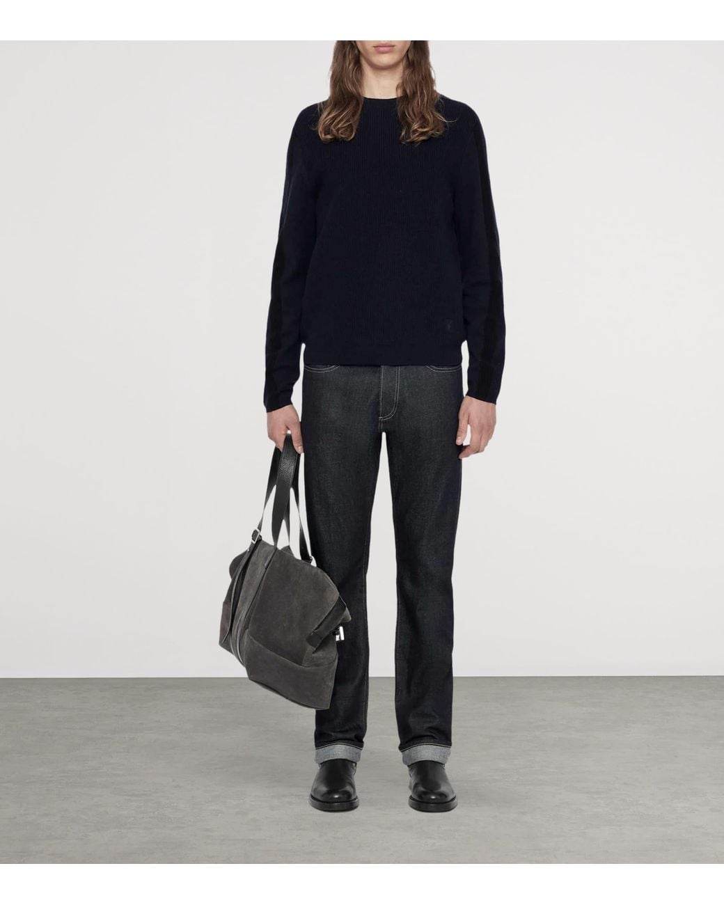 AllSaints Blue Merino Wool Hawke Sweater