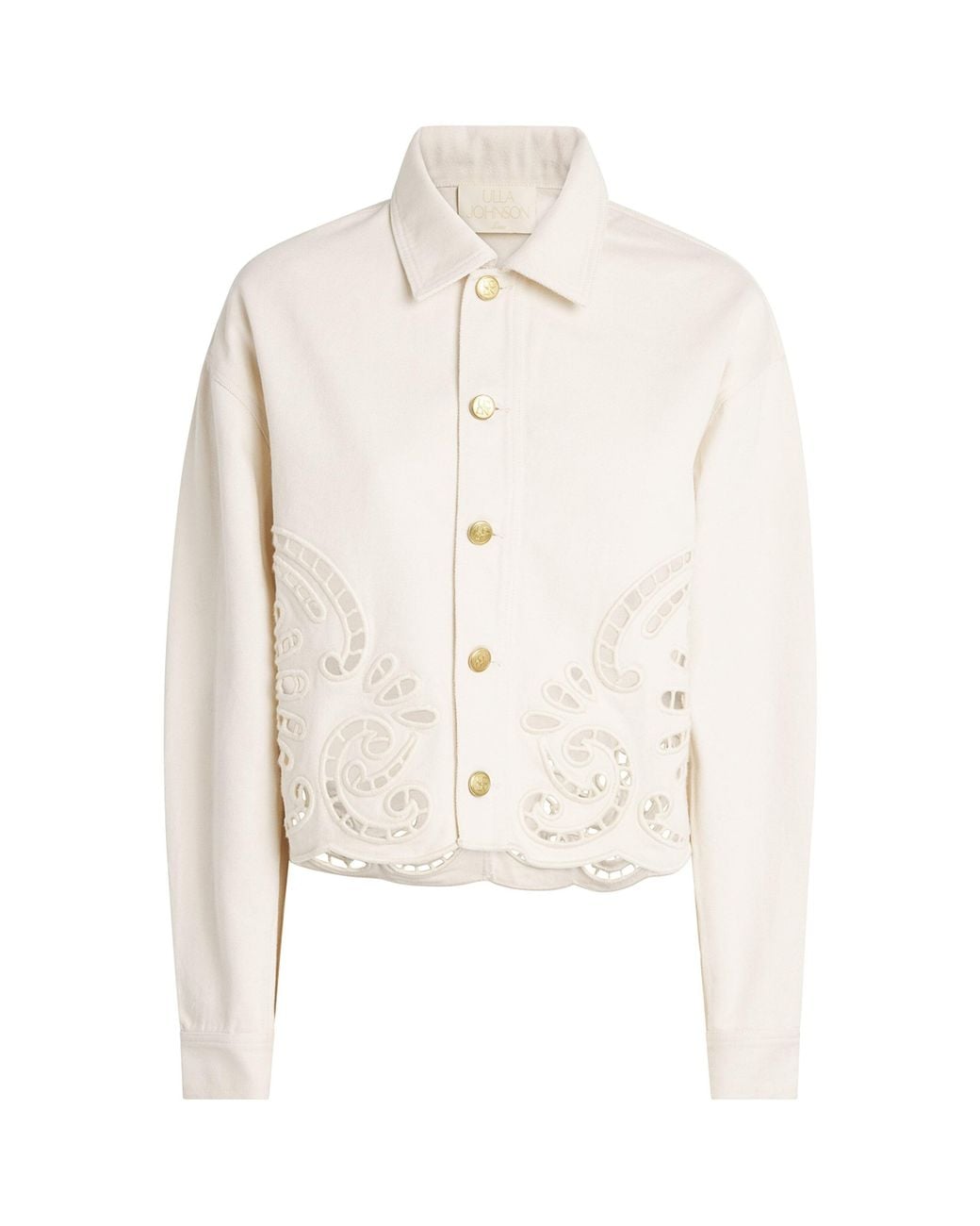 Ulla Johnson White Bobbi Eyelet Denim Jacket