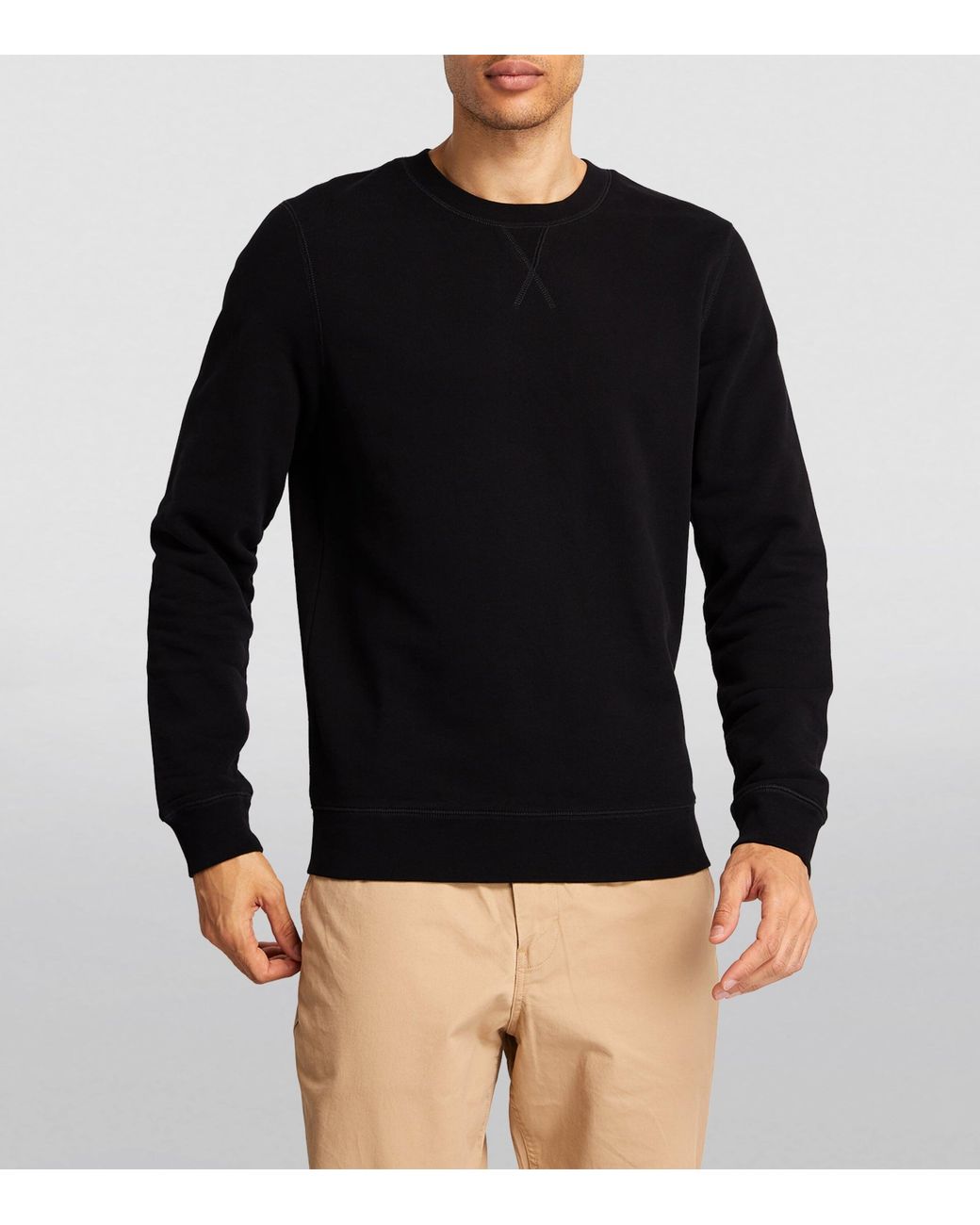Sunspel Black Cotton Loopback Sweatshirt for men